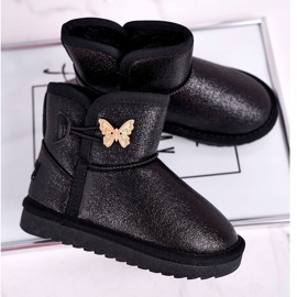 Apawwa Botas de nieve para niños aisladas con mariposa negra Cosmic negro 4