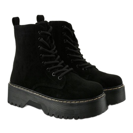 Botas de ante con cordones negras de Cataela negro 3