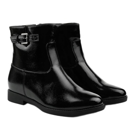 Botas negras con aislamiento y cuña lacada de charol oculta Valentina negro 3