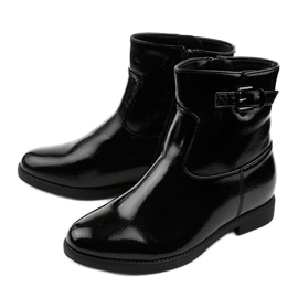 Botas negras con aislamiento y cuña lacada de charol oculta Valentina negro 2