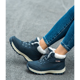 Ax Boxing Zapatos de trekking con piel de oveja azul marino 1