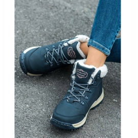Ax Boxing Zapatos de trekking con piel de oveja azul marino 2