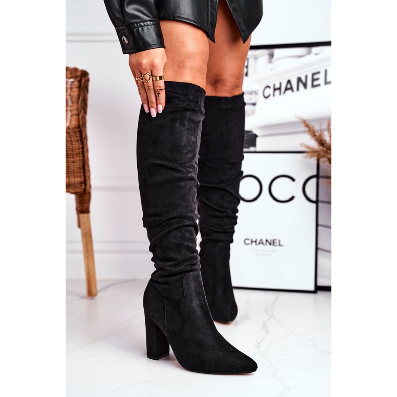 Botas De Mujer Con Tacón Ante Negro Pomestro 2