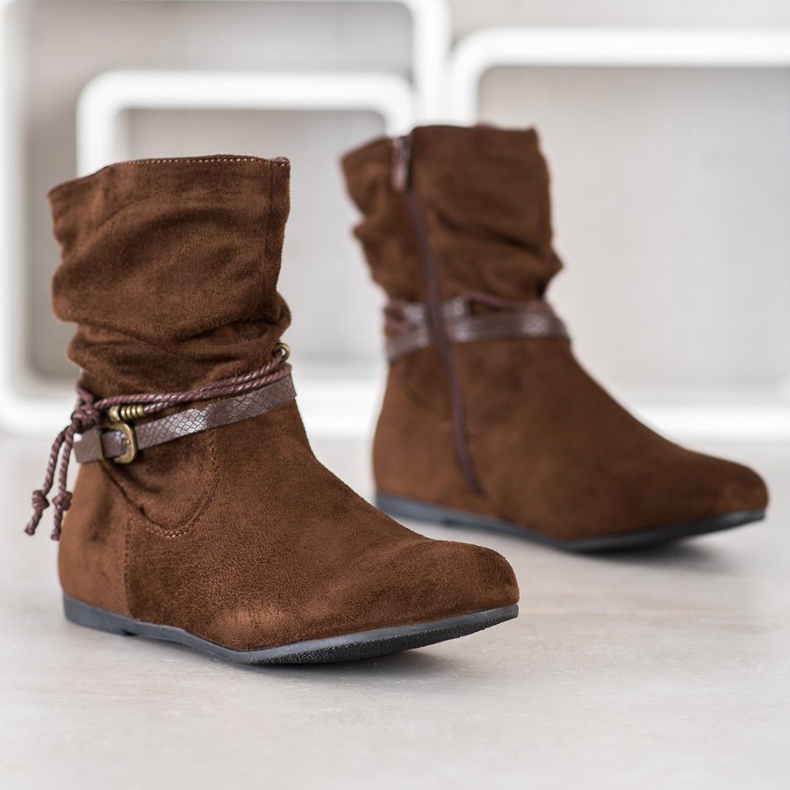 SHELOVET Botas de gamuza de moda marrón 1