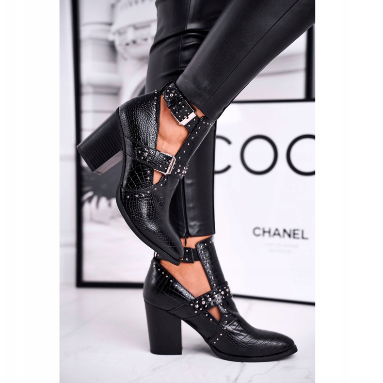 FRSS Botas De Mujer Con Recortes De Cocodrilo Negro Aria 2 FRSS Botas De Mujer Con Recortes De Cocodrilo Negro Aria 2