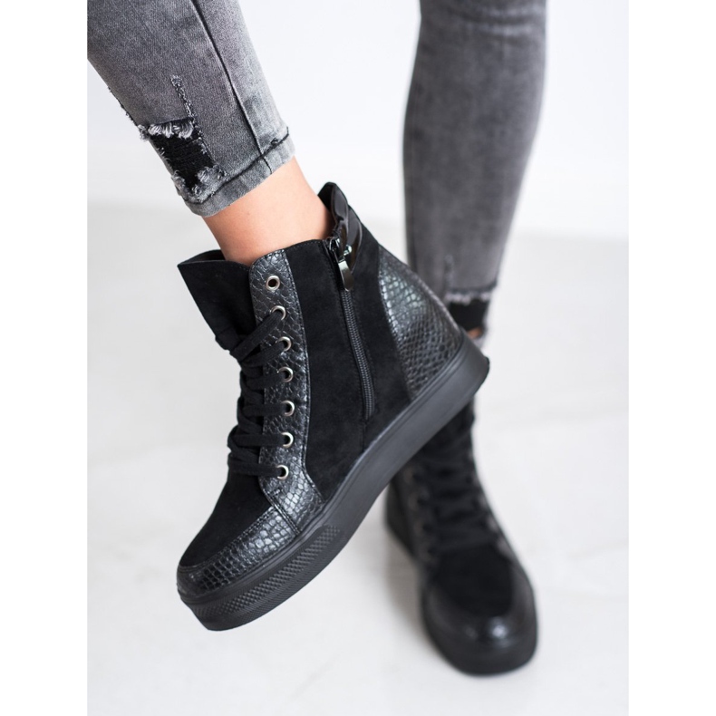 Bestelle Zapatos de cuña cómodos negro 1 Bestelle Zapatos de cuña cómodos negro 1