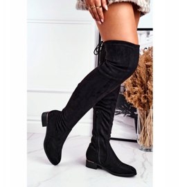 FRBS Botas sobre la rodilla de ante ecológico para mujer Black Dove negro 2