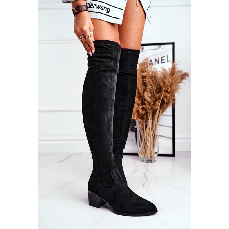 FRBS Botas hasta la Rodilla Mujer Eco-Suede Negro Indigo 1