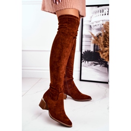 FRBS Botas hasta la Rodilla Mujer Eco-Suede Camel Indigo multicolor 2