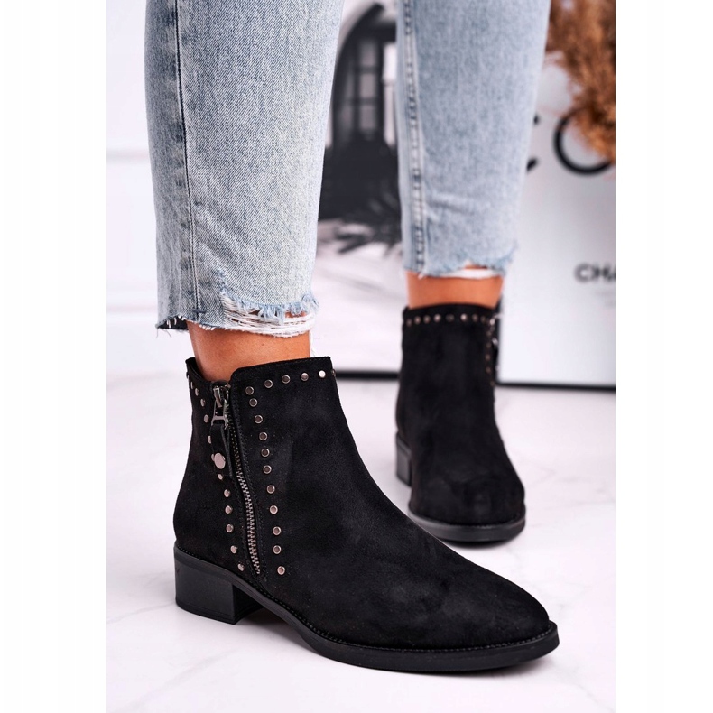 Botas De Mujer Con Tacón Alto Remaches Control Negro 1 Botas De Mujer Con Tacón Alto Remaches Control Negro 1