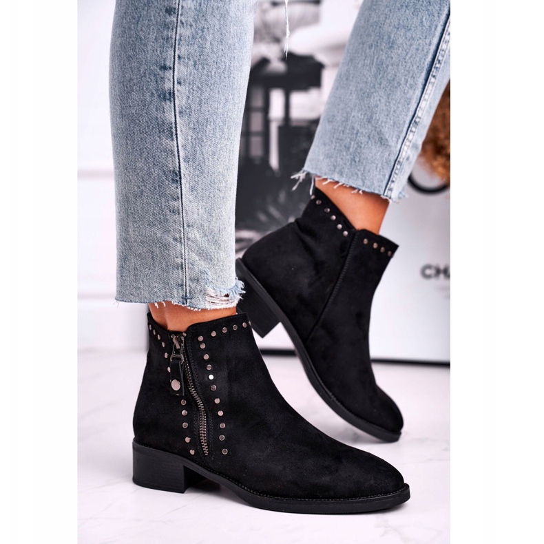 Botas De Mujer Con Tacón Alto Remaches Control Negro 2 Botas De Mujer Con Tacón Alto Remaches Control Negro 2