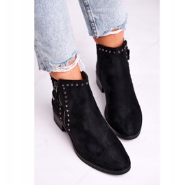 Botas De Mujer Con Tacón Alto Remaches Control Negro 4