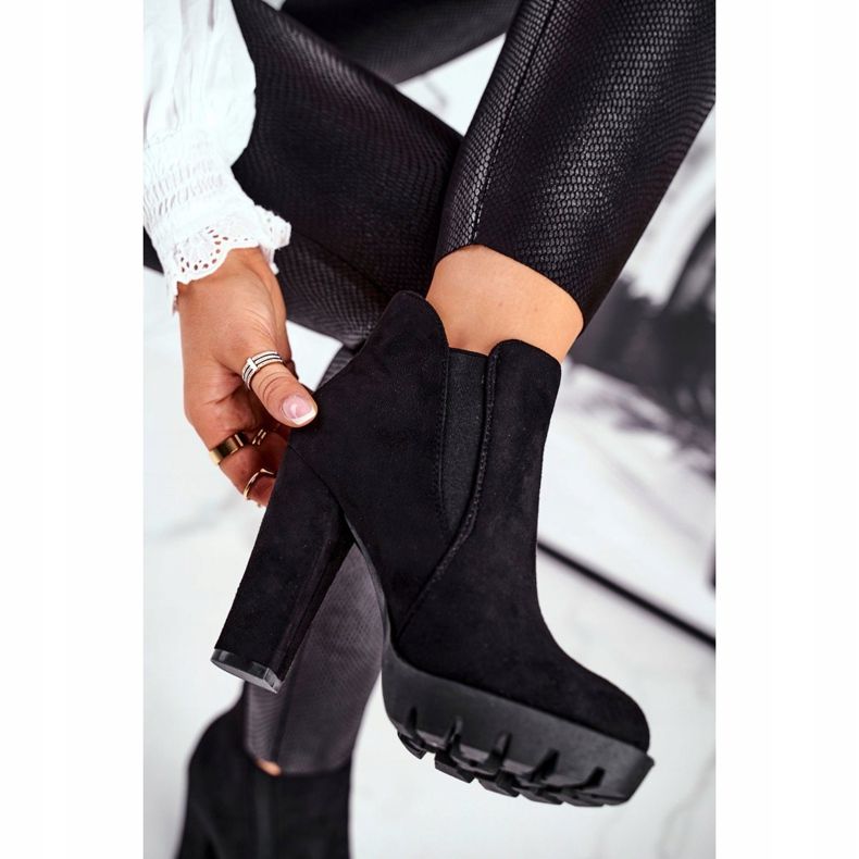 Botas de Mujer Sin Cordones Tacón Alto Ante ecológico Negro Baya 2 Botas de Mujer Sin Cordones Tacón Alto Ante ecológico Negro Baya 2