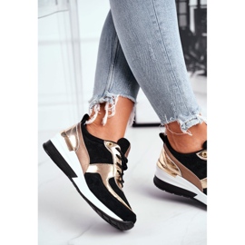 Vinceza Deportivo mujer piel negro y dorado 21-7777 3