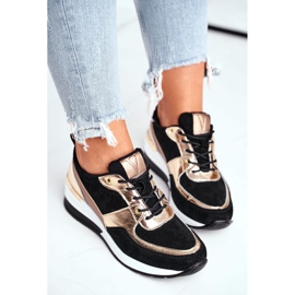 Vinceza Deportivo mujer piel negro y dorado 21-7777 4