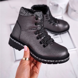Bota infantil juvenil con borreguito gris Snowflake 2