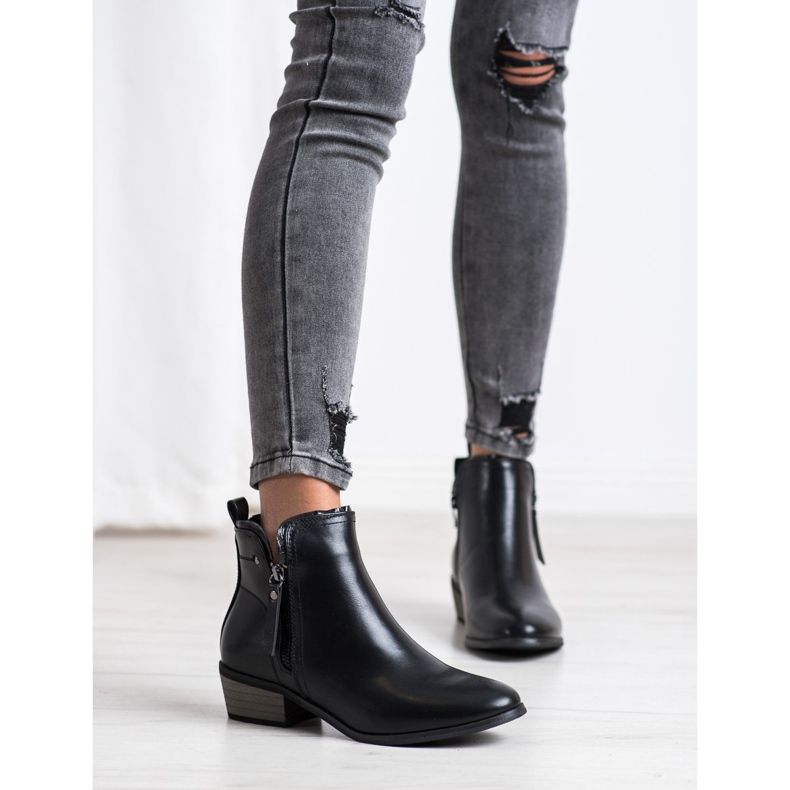 J. Star Botas con cremallera decorativa negro 1