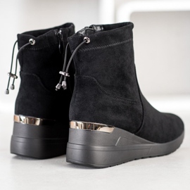 Camo Botas de cuña de ante negro 1 Camo Botas de cuña de ante negro 1