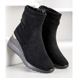 Camo Botas de cuña de ante negro 2