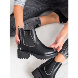 SHELOVET Botines chelsea con circonita negro 2