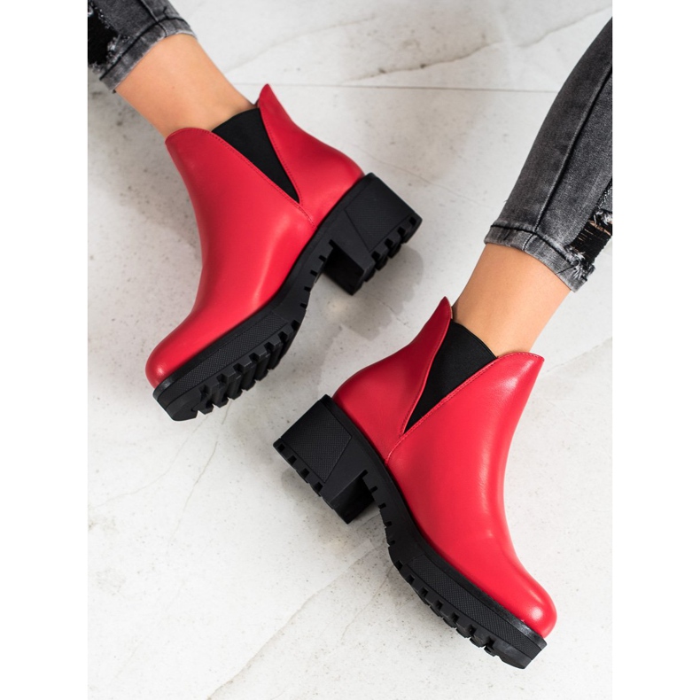 Super Mode Botas sin cordones de piel ecológica rojo 1