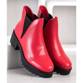 Super Mode Botas sin cordones de piel ecológica rojo 3