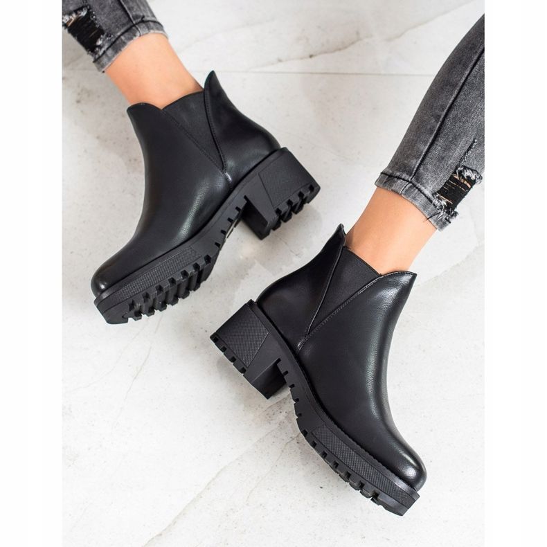 Super Mode Botas sin cordones de piel ecológica negro 2