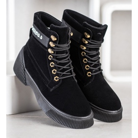 Weide Botines atados de moda negro 1