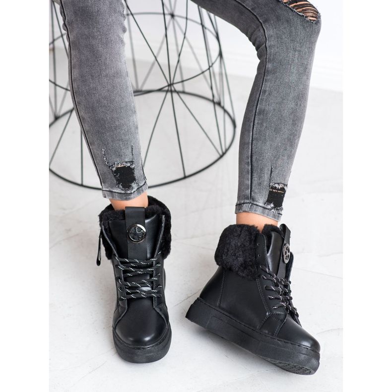 Weide Botines atados con piel negro 2 Weide Botines atados con piel negro 2