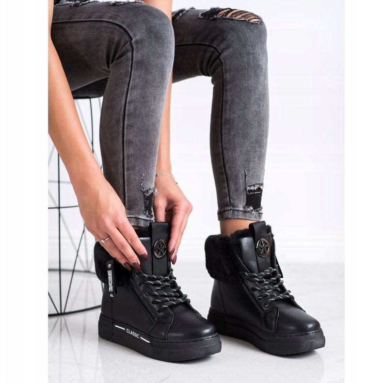 Weide Botines atados con piel negro 1 Weide Botines atados con piel negro 1