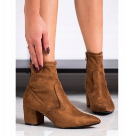 SHELOVET Botas de ante de tacón alto marrón 3