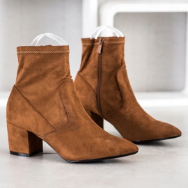 SHELOVET Botas de ante de tacón alto marrón 2