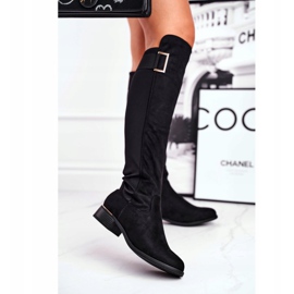 EVE Botas hasta la rodilla de mujer ante / lycra negro Nash 1