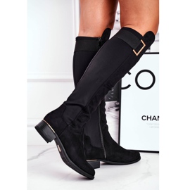 EVE Botas hasta la rodilla de mujer ante / lycra negro Nash 2