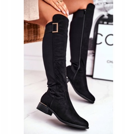 EVE Botas hasta la rodilla de mujer ante / lycra negro Nash 4