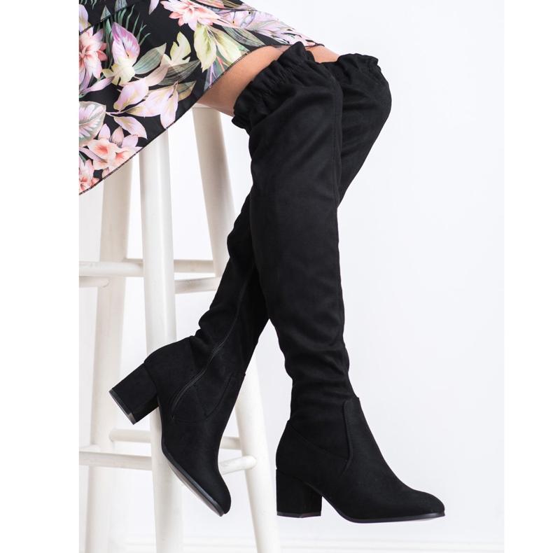 SHELOVET Botas altas de ante negro 2