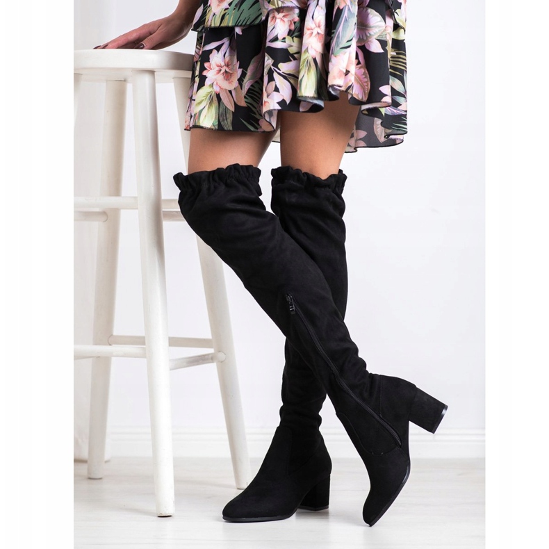 SHELOVET Botas altas de ante negro 1