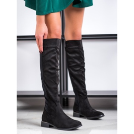 Anesia Paris Botas de tacón plano negro 1