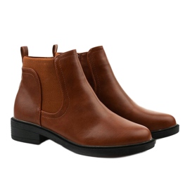 Botas planas camel con cremallera, polipiel Merriva marrón 3