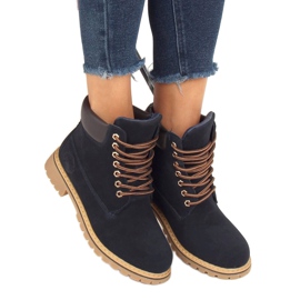 Botas de madera con aislamiento azul marino para mujer B175-22 NAVY / CAMEL 3