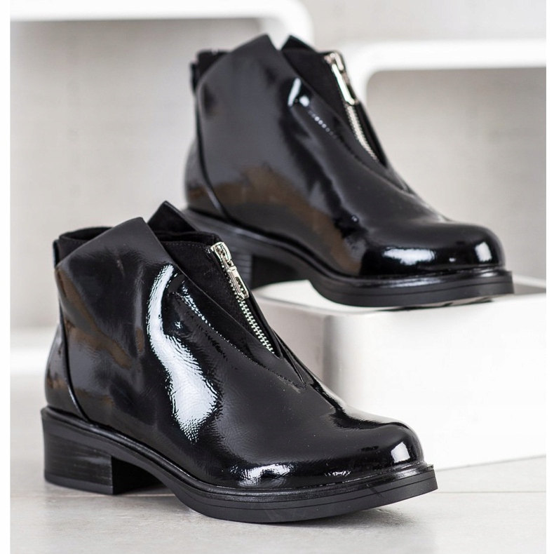 Gogo Botas de charol con cremallera negro 2 Gogo Botas de charol con cremallera negro 2