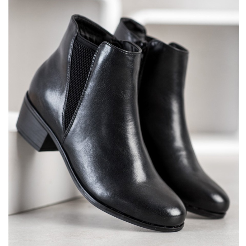 Goodin Botas clásicas de cuero ecológico negro 1