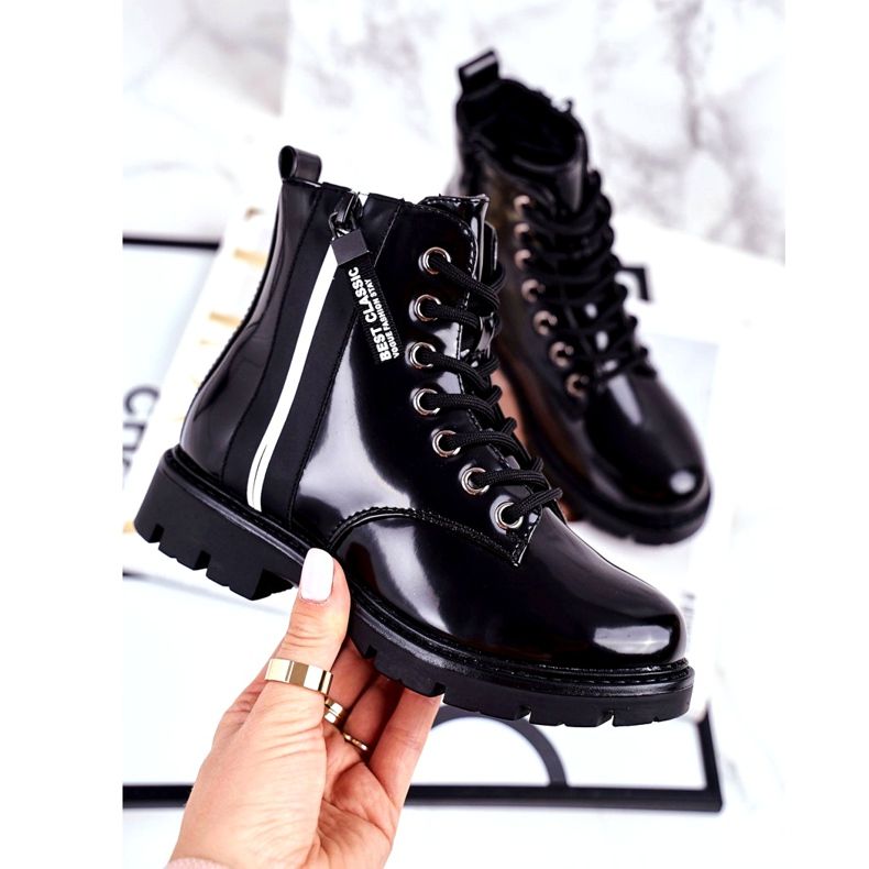 Vinceza Botas Infantiles Cálidas con Cremallera Falcon Negra Lacada negro 1