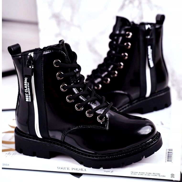 Vinceza Botas Infantiles Cálidas con Cremallera Falcon Negra Lacada negro 2