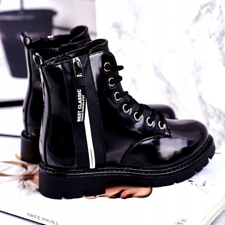 Vinceza Botas Infantiles Cálidas con Cremallera Falcon Negra Lacada negro 3