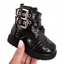 FRROCK Botas Infantiles Calentadas Con Piel, Lacado Negro Valentina 5