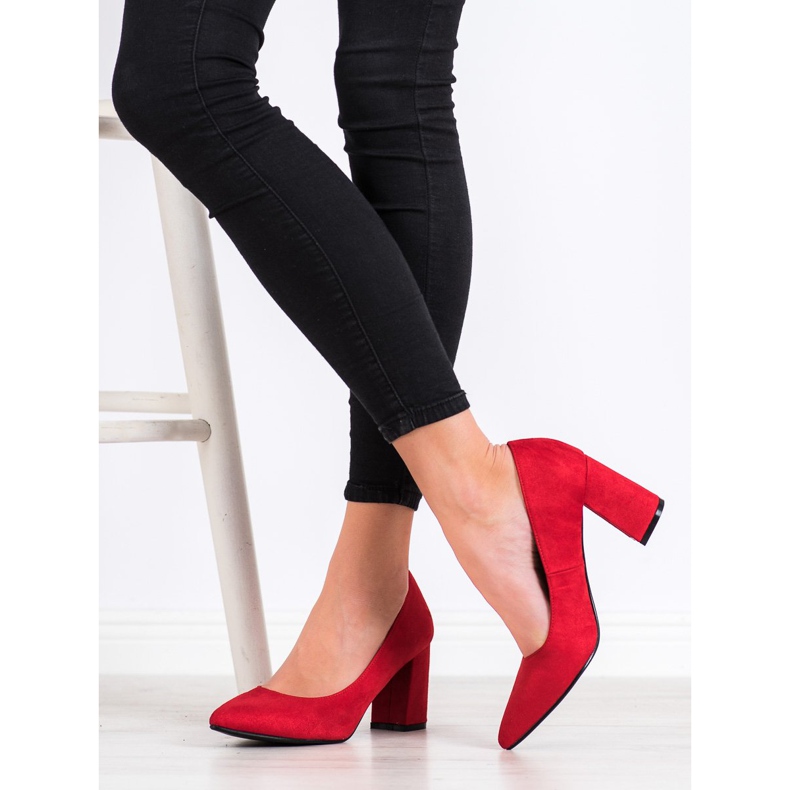 SHELOVET Zapatos de tacón de gamuza clásicos rojo 1 SHELOVET Zapatos de tacón de gamuza clásicos rojo 1