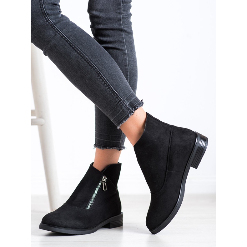 Gogo Botas de moda con cremallera. negro 1