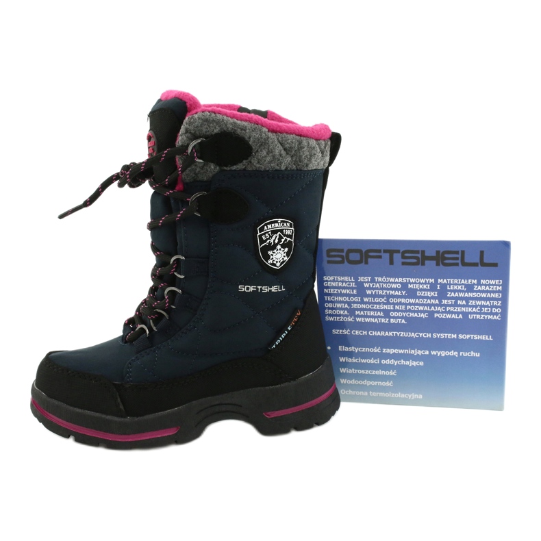 Botas de nieve con membrana American Club SN15 / 20 marino azul marino rosa gris 4