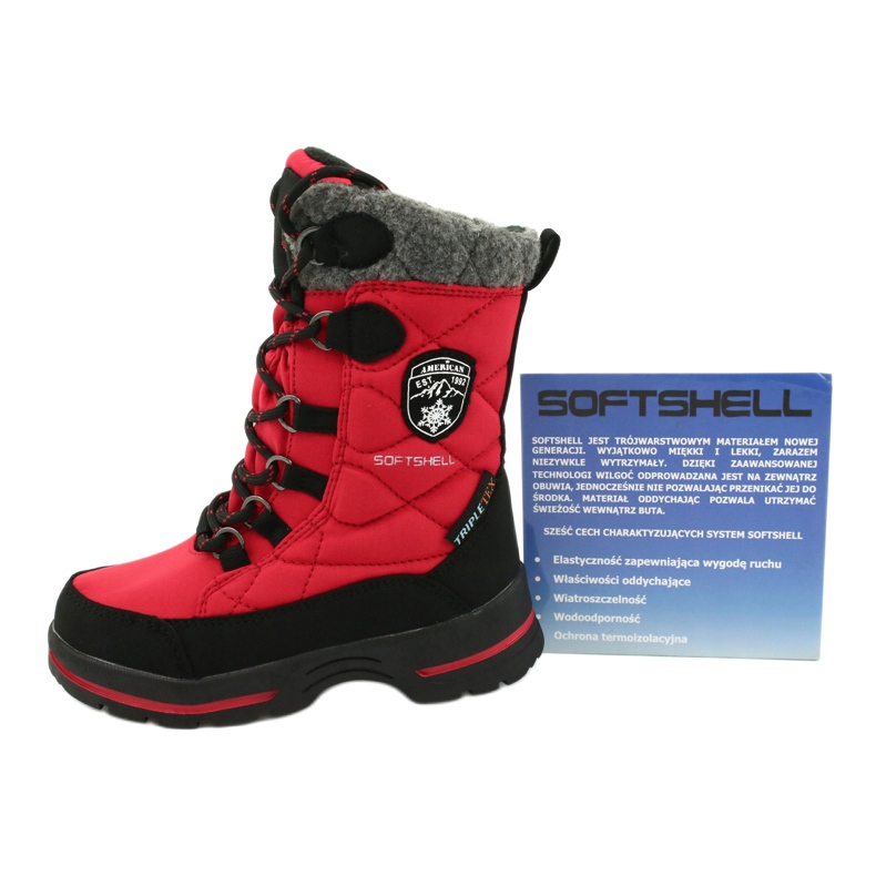 Botas de nieve con membrana American Club SN15 / 20 rojo negro gris 4